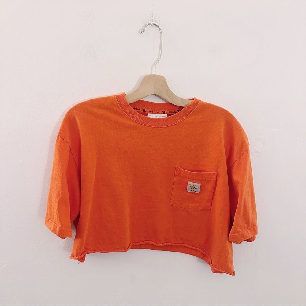What It Isnt Mark Gonzales Cropped Orange Cotton Tshirt Tee Pocket - Picture 2 of 5